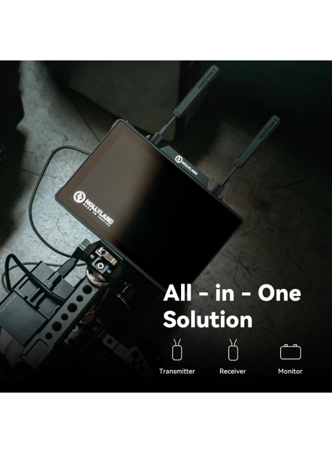 هولي لاند بايرو 7 نظام نقل فيديو لاسلكي مع مرسل ومستقبل وشاشة مراقبة كاميرا 7 بوصة HDMI و SDI مدى 1300 قدم بزمن تأخير منخفض للتصوير والإنتاج المباشر - Image 3